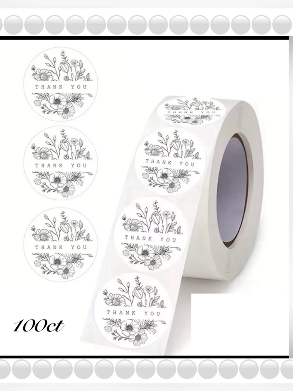 Thank You Design Stickers 100ct~ 1”  (Boutique) ~NEW~ 2 For $12
